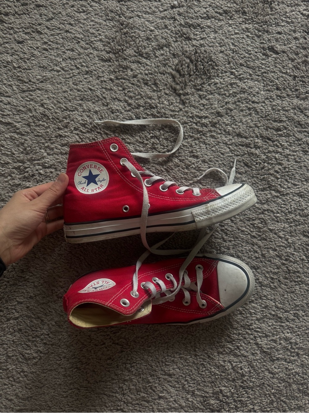 Red converse sneakers